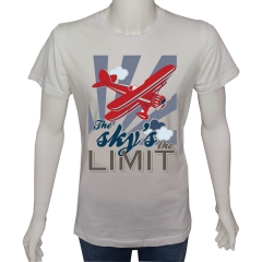 Unisex T-shirt Beyaz 'Uçak / Uçak12' Baskılı