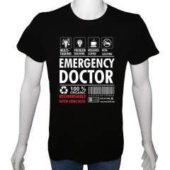 Unisex T-shirt Siyah 'İş&Meslek / Acil Doktoru1' Baskılı