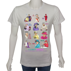 Unisex T-shirt Beyaz 'Ünlüler / Kraliçe Elizabeth1' Baskılı