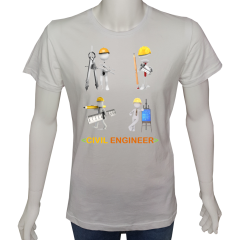 Unisex T-shirt Beyaz 'İş&Meslek / İnşaat Mühendisi7' Baskılı