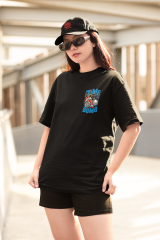 Oversize Unisex T-shirt Siyah 'Time Bomb' Baskılı