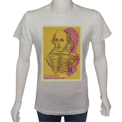 Unisex T-shirt Beyaz 'Ünlüler / Shakespeare2' Baskılı