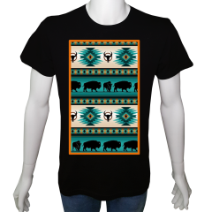Unisex T-shirt Siyah 'Antik Kültürler / Kilim Desen1' Baskılı