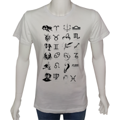 Unisex T-shirt Beyaz 'Burçlar / Burçlar6' Baskılı