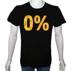 Unisex T-shirt Siyah 'Havalı Siyah / %0' Baskılı