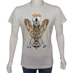 Unisex T-shirt Beyaz 'Antik Kültürler / Totem1' Baskılı