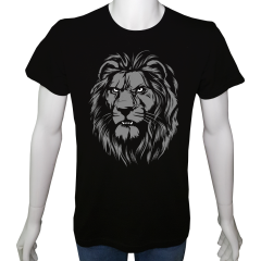 Unisex T-shirt Siyah 'Havalı Siyah / Aslan' Baskılı