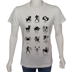 Unisex T-shirt Beyaz 'Burçlar / Burçlar9' Baskılı