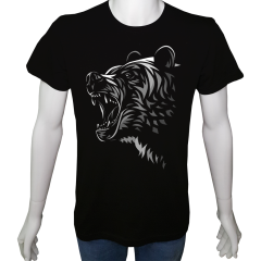 Unisex T-shirt Siyah 'Havalı Siyah / Ayı' Baskılı