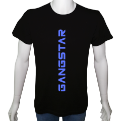 Unisex T-shirt Siyah 'Havalı Siyah / Gangstar' Baskılı