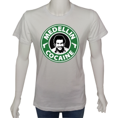 Unisex T-shirt Beyaz 'Ünlüler / Escobar1' Baskılı