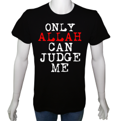Unisex T-shirt Siyah 'Din&İnanç / Beni sadece Allah yargılayabilir' Baskılı