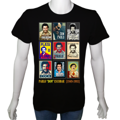 Unisex T-shirt Siyah 'Ünlüler / Escobar2' 2Baskılı