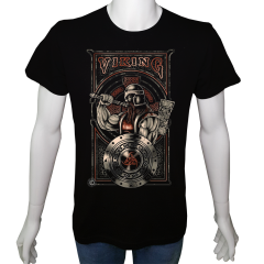 Unisex T-shirt Siyah 'Antik Kültürler / Viking1' Baskılı