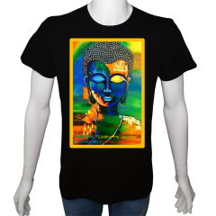 Unisex T-shirt Siyah 'Din&İnanç / Budizm2' Baskılı