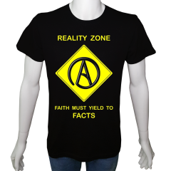 Unisex T-shirt Siyah 'Din&İnanç / Gerçeklik Bölgesi' Baskılı