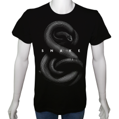 Unisex T-shirt Siyah 'Havalı Siyah / Kara Yılan' Baskılı