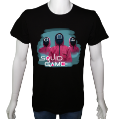 Unisex T-shirt Siyah 'Sinema&Dizi/SquidGamel1' 2Baskılı