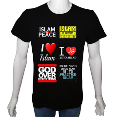 Unisex T-shirt Siyah 'Din&İnanç / İslam1' Baskılı
