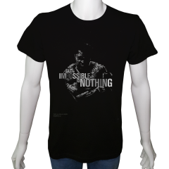 Unisex T-shirt Siyah 'Havalı Siyah / Muhammed Ali' Baskılı