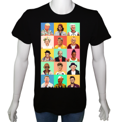 Unisex T-shirt Siyah 'Ünlüler / Hipsters' Baskılı