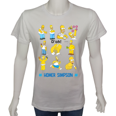 Unisex T-shirt Beyaz 'Çizgi Film&Roman / Simpsons4' Baskılı