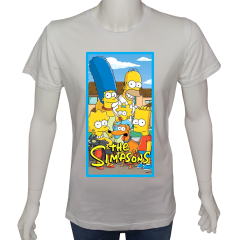 Unisex T-shirt Beyaz 'Çizgi Film&Roman / Simpsons1' Baskılı