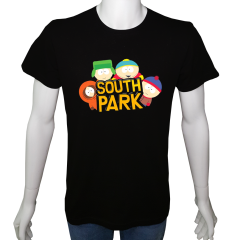 Unisex T-shirt Siyah 'Çizgi Film&Roman / SouthPark1' Baskılı