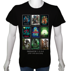 Unisex T-shirt Siyah 'Sinema&Dizi/Predatör1' 2Baskılı