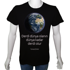 Unisex T-shirt Siyah 'Din&İnanç / Yunus Emre2' Baskılı