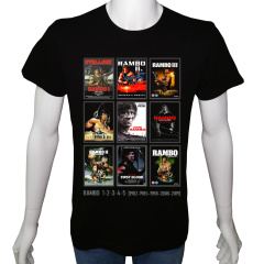 Unisex T-shirt Siyah 'Sinema&Dizi/Rambo1' 2Baskılı