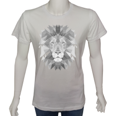 Unisex T-shirt Beyaz 'Serin Beyaz / Aslan' Baskılı