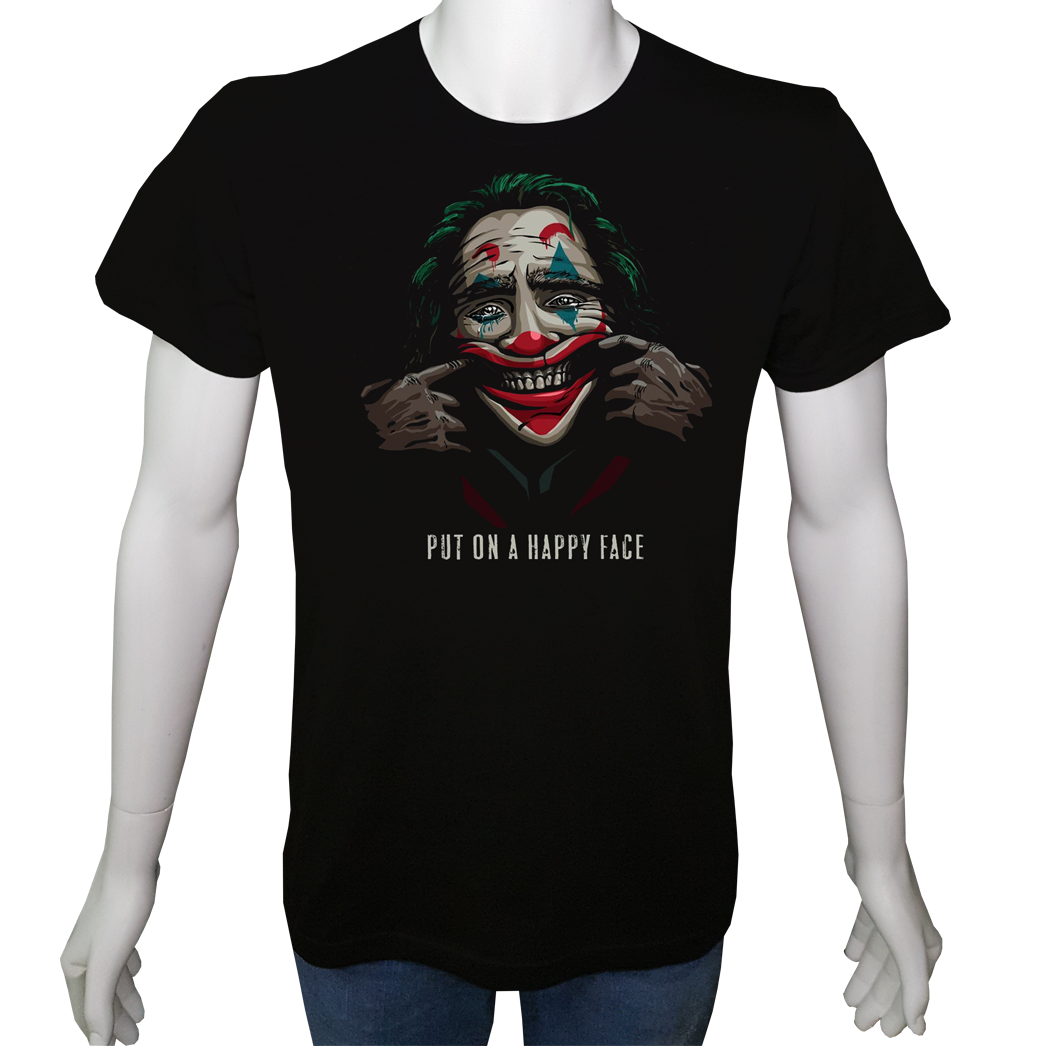 Unisex T-shirt Siyah 'PopArt / Joker1' Baskılı