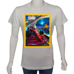 Unisex T-shirt Beyaz 'Oto / Formula5' Baskılı