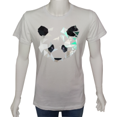 Unisex T-shirt Beyaz 'Serin Beyaz / Panda' Baskılı