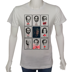 Unisex T-shirt Beyaz 'Sinema&Dizi/Ünlü Yönetmenler' Baskılı