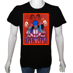 Unisex T-shirt Siyah 'Antik Kültürler / K.Amerika Yerlileri9' Baskılı