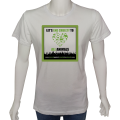 Unisex T-shirt Beyaz 'Doğa&Çevre/Hayvanlara zulüme son' Baskılı