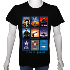 Unisex T-shirt Siyah 'Sinema&Dizi/TopGun1' 2Baskılı