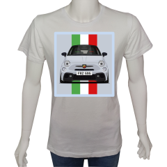 Unisex T-shirt Beyaz 'Oto / Abarth2' Baskılı