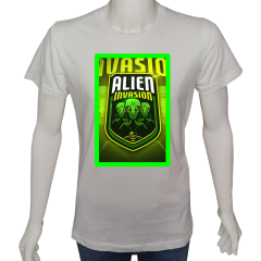 Unisex T-shirt Beyaz 'Uzay / Alien7' Baskılı