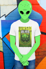 Unisex T-shirt Beyaz 'Uçak&Uzay / Alien7' Baskılı