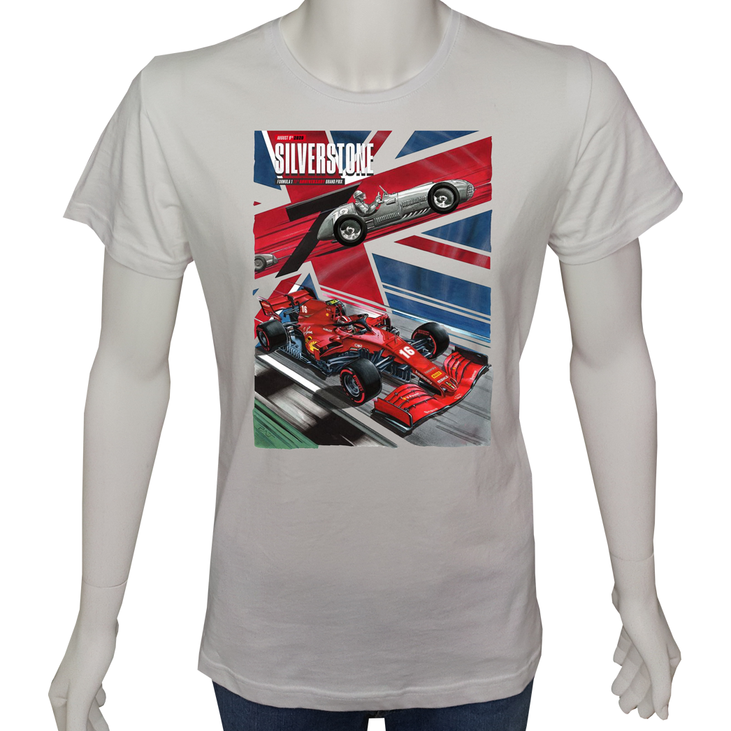 Unisex T-shirt Beyaz 'Oto / Formula1' Baskılı
