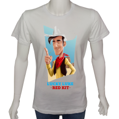 Unisex T-shirt Beyaz 'Çizgi Film&Roman / Red Kit2' Baskılı
