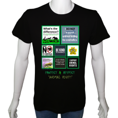 Unisex T-shirt Siyah 'Doğa&Çevre/Hayvan Hakları5' Baskılı