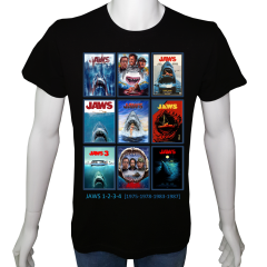 Unisex T-shirt Siyah 'Sinema&Dizi/Jaws1' 2Baskılı