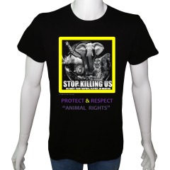 Unisex T-shirt Siyah 'Doğa&Çevre/Hayvan Hakları6' Baskılı