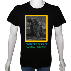 Unisex T-shirt Siyah 'Doğa&Çevre / Hayvan Hakları7' Baskılı