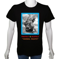Unisex T-shirt Siyah 'Doğa&Çevre / Hayvan Hakları8' Baskılı