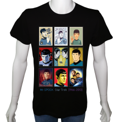 Unisex T-shirt Siyah 'Sinema&Dizi/Mr.Spock1' 2Baskılı